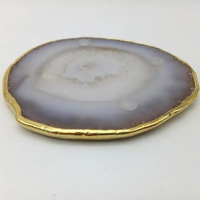 Caratteristica regionale Agate Coaster Grey Slices Polished Crystal Natural Gemstone Flower Pot Engraving Folk Art Sculpted