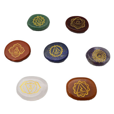 Intaglio intaglio lucidato pietra di tasca di palma Reiki bilanciamento cristallo di guarigione 7 chakra pietre set per amore tema