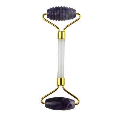 Strumento di massaggio del viso anti rughe Ametista naturale Guasha Roller con Giada senza rumore