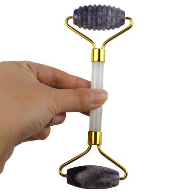 Strumento di massaggio del viso anti rughe Ametista naturale Guasha Roller con Giada senza rumore