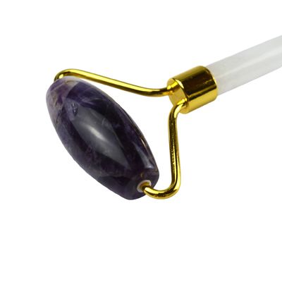 Strumento di massaggio del viso anti rughe Ametista naturale Guasha Roller con Giada senza rumore