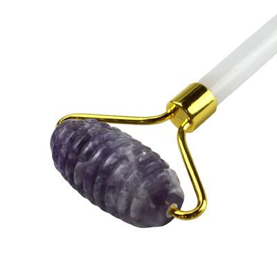 Strumento di massaggio del viso anti rughe Ametista naturale Guasha Roller con Giada senza rumore