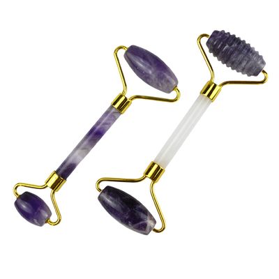 Strumento di massaggio del viso anti rughe Ametista naturale Guasha Roller con Giada senza rumore