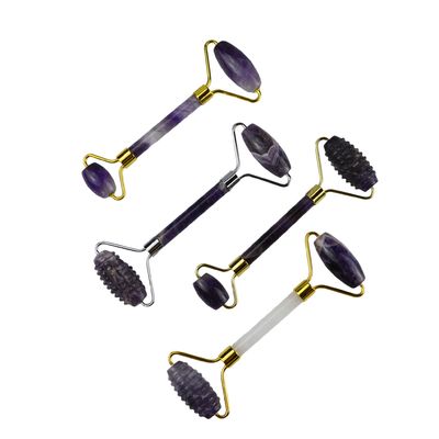 Guasha Massaggio Facciale Naturale Con Righe Ametista Gua Sha per Faccia Occhio Collo Corpo Disponibile Logo personalizzato