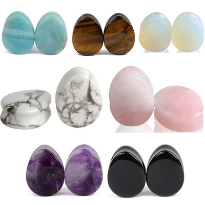 Stone Auricle Ear Expansion Pug Piercing Body Jewelry Natural Crystal Jade Stone Popolare OEM ODM Agate Plug Tunnel Gioielli