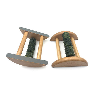 Massaggiatore a piedi a giada da legno di faggio personalizzabile 14*12,8*5,2cm Xiuyan Jade Massage Roller Portable Sole Massage Tool