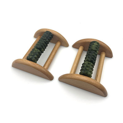 Massaggiatore a piedi a giada da legno di faggio personalizzabile 14*12,8*5,2cm Xiuyan Jade Massage Roller Portable Sole Massage Tool