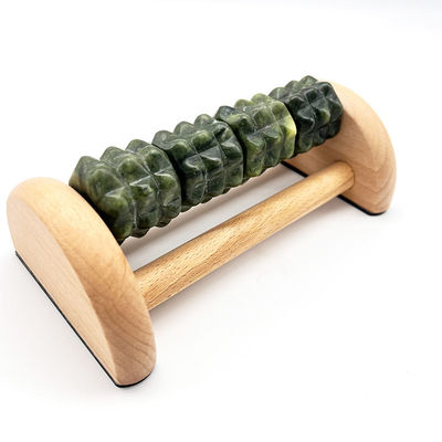 Massaggiatore a piedi a giada da legno di faggio personalizzabile 14*12,8*5,2cm Xiuyan Jade Massage Roller Portable Sole Massage Tool