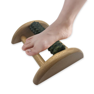Massaggiatore a piedi a giada da legno di faggio personalizzabile 14*12,8*5,2cm Xiuyan Jade Massage Roller Portable Sole Massage Tool