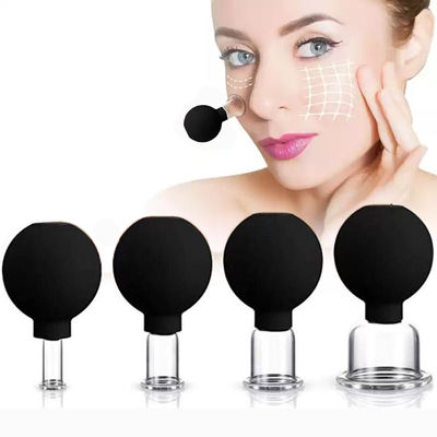 15/25/35/55mm 4 pezzi di vetro di silicone Cupping Facial Suction Set per massaggio con aspirazione a vuoto sugli occhi viso e corpo