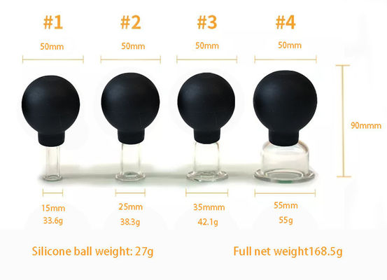 15/25/35/55mm 4 pezzi di vetro di silicone Cupping Facial Suction Set per massaggio con aspirazione a vuoto sugli occhi viso e corpo
