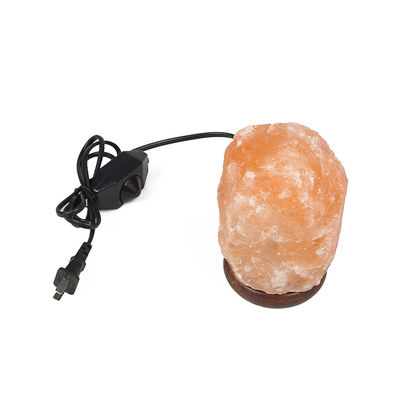 Lampa di sale himalayana a base di legno massello personalizzabile USB con cristallo scolpito e tipo di scollatura a cristallo