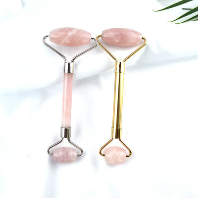 Attrezzatura per massaggi facciali Rosa Rosa Quarzo Gua Sha Massaggio Ghiaccio di Giada Naturale Roller per la terapia anti-invecchiamento Nefrite Pietra