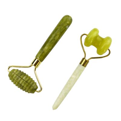Massaggiatore Faciale Xiuyan Giada Doppio Testa Faccia Naturale Massaggio Strumento di Bellezza Faccia Giada Roller Faccia Sottile Massaggiatore Strumento di Rilassamento