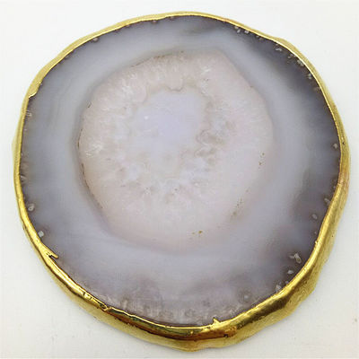 Caratteristica regionale Agate Coaster Grey Slices Polished Crystal Natural Gemstone Flower Pot Engraving Folk Art Sculpted Sculpted