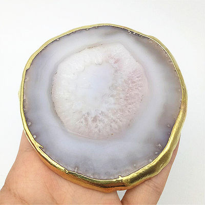Caratteristica regionale Agate Coaster Grey Slices Polished Crystal Natural Gemstone Flower Pot Engraving Folk Art Sculpted Sculpted