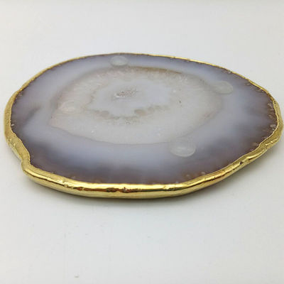 Caratteristica regionale Agate Coaster Grey Slices Polished Crystal Natural Gemstone Flower Pot Engraving Folk Art Sculpted Sculpted