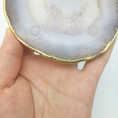 Caratteristica regionale Agate Coaster Grey Slices Polished Crystal Natural Gemstone Flower Pot Engraving Folk Art Sculpted Sculpted