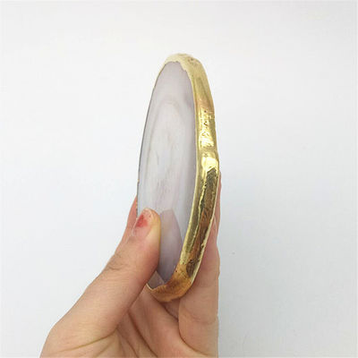 Caratteristica regionale Agate Coaster Grey Slices Polished Crystal Natural Gemstone Flower Pot Engraving Folk Art Sculpted Sculpted
