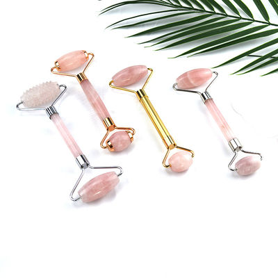 Fin Design Rosa Rosa Quarzo Guasha Facial Roller 100% Cristallo Gua Sha massaggiatore per viso occhio collo massaggio attrezzi di bellezza