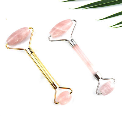 Fin Design Rosa Rosa Quarzo Guasha Facial Roller 100% Cristallo Gua Sha massaggiatore per viso occhio collo massaggio attrezzi di bellezza