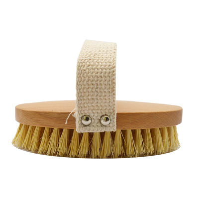 Rimozione dell'odore Bambù Cura della pelle in legno Spazzola per il corpo asciutto Pellici di cinghiale Bagno Spazzola asciutta con maniglia per la deumidificazione