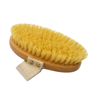 Rimozione dell'odore Bambù Cura della pelle in legno Spazzola per il corpo asciutto Pellici di cinghiale Bagno Spazzola asciutta con maniglia per la deumidificazione