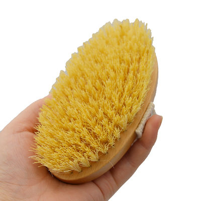 Spazzola per il corpo secco Sisal Bristle per esfoliare la cellulite e massaggiare la pelle secca in colore legno