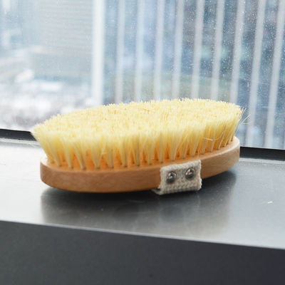Spazzola per il corpo secco Sisal Bristle per esfoliare la cellulite e massaggiare la pelle secca in colore legno