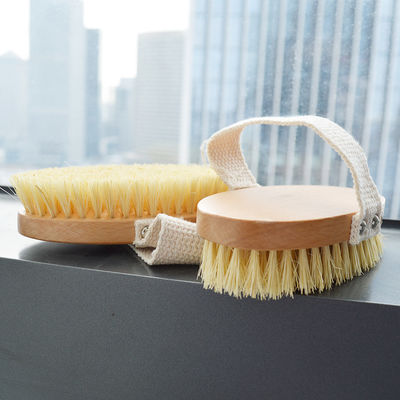 Spazzola per il corpo secco Sisal Bristle per esfoliare la cellulite e massaggiare la pelle secca in colore legno