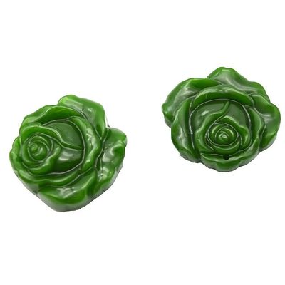 Ciondolo intagliato in giada nefrite naturale da collezione d'arte, portafortuna, design a forma di fiore rosa