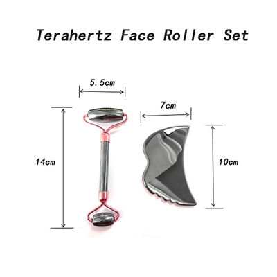 Strumenti per la cura della pelle Pietra energetica Massaggiatore Guasha per viso Occhi Collo Dedo 5,5 * 14 cm Terahertz d'argento Faccia Roller Gua Sha Set
