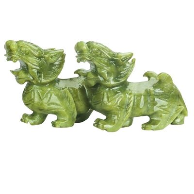 Figura regionale Par di giada naturale Pixiu ufficio interno Feng Shui Giada intaglio artigianato giada ornamenti Feng Shui Pixiu