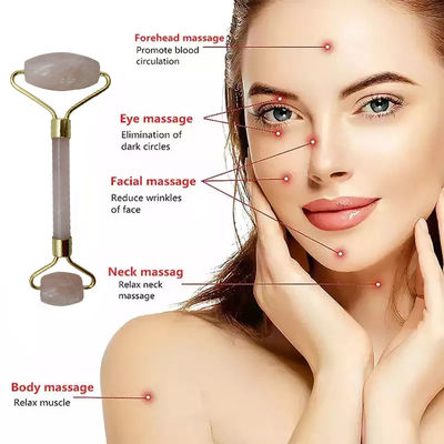 Perfecore Jade Roller Beauty Rose Quartz Guasha Roller Face Neck Gua sha Massage Tool Stone per artigianato e cura della pelle a mano