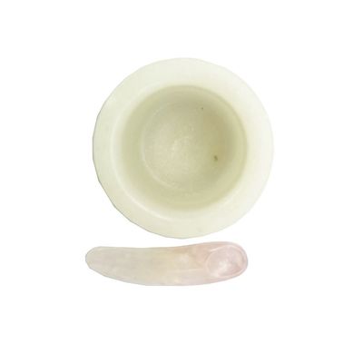 Tecnica Maschera di Giada Bianca Naturale lucidata Tazza e Spatula Set per la perfetta consistenza della maschera