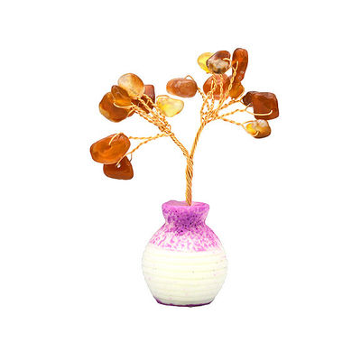 Colori di pietre preziose chip di ottone cablati fortunato albero con chakra pietre di guarigione migliorare la vostra casa decorazioni e ornamenti