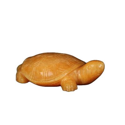 Feng Shui stile lucidato giallo giada tartaruga pietra preziosa scrivania intaglio totem buona fortuna incantesimo