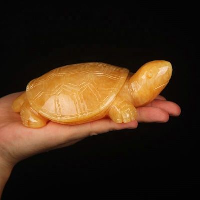 Feng Shui stile lucidato giallo giada tartaruga pietra preziosa scrivania intaglio totem buona fortuna incantesimo