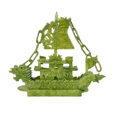 27cm di giada cinese naturale Dragon Boat Craft per la decorazione OEM ODM accettazione