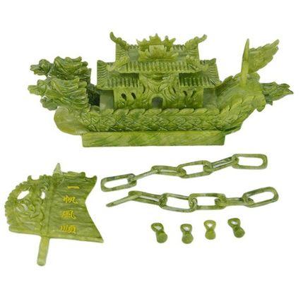 27cm di giada cinese naturale Dragon Boat Craft per la decorazione OEM ODM accettazione