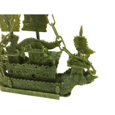 27cm di giada cinese naturale Dragon Boat Craft per la decorazione OEM ODM accettazione