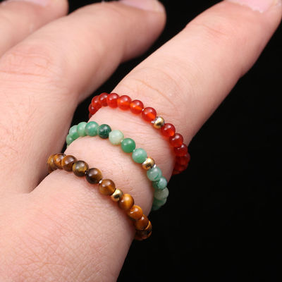 Altre energie naturali Pietra di cristallo 3mm Mini perline Anelli per donna Chakra Guarigione Manifatto Gioielli Boemi Anello di nozze Regalo