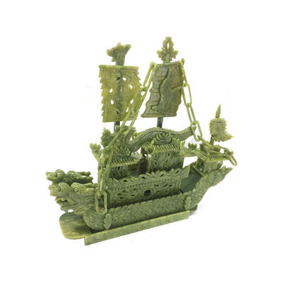 27cm di giada cinese naturale Dragon Boat Craft per la decorazione OEM ODM accettazione