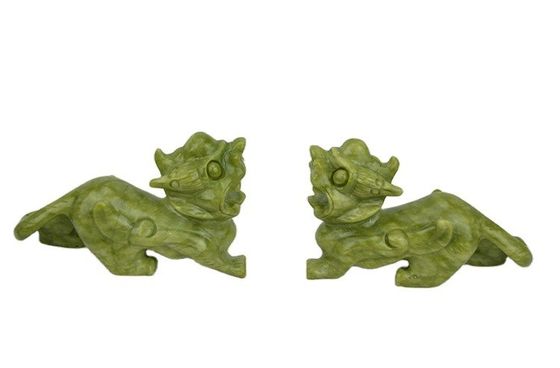 Artigianato verde Feng Shui Decorazioni per la casa Giada naturale lucidata Ornamenti Pixiu Par di 2 con e Metodo di stampa Altro