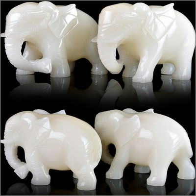 Caratteristica regionale Africa Statua di elefante di giada di Feng Shui bianco per gli amanti degli animali