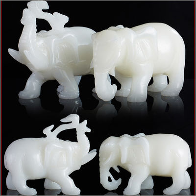 Caratteristica regionale Africa Statua di elefante di giada di Feng Shui bianco per gli amanti degli animali