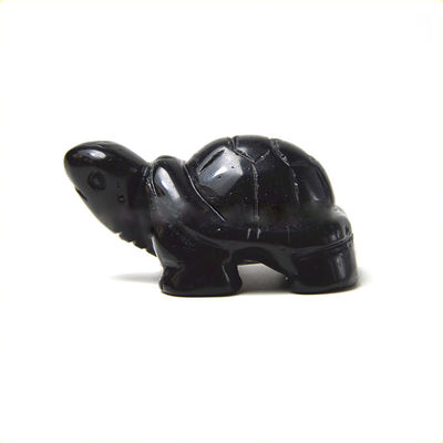 Pietra preziosa nero ossidiana tartaruga intagliata animale di pietra per l'amore Decorazioni a tema