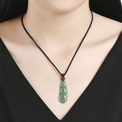 Caratteristica regionale Pendente di giada verde naturale per donne Quattro stagioni di fagioli portano fortuna Prosperità e amore