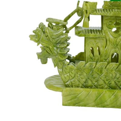 Decorazione cinese artigianale da 28 cm per la buona fortuna Giada di pietra artigianale Barche del drago per ornamento / regalo