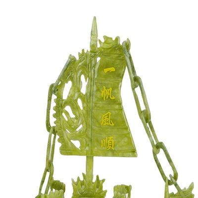 Decorazione cinese artigianale da 28 cm per la buona fortuna Giada di pietra artigianale Barche del drago per ornamento / regalo